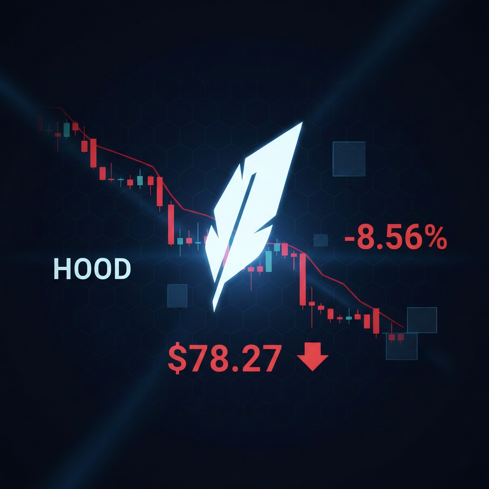 HOOD stock price chart showing 8.56% drop after Q4 2025 earnings miss - Robinhood Markets analysis February 2026