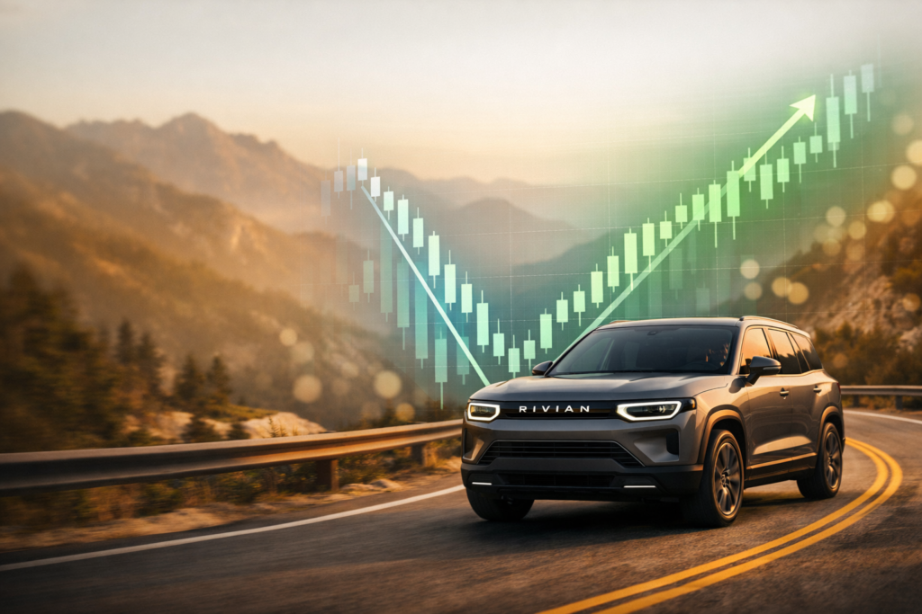 Rivian stock chart showing recent price movement and 2026 forecast outlook