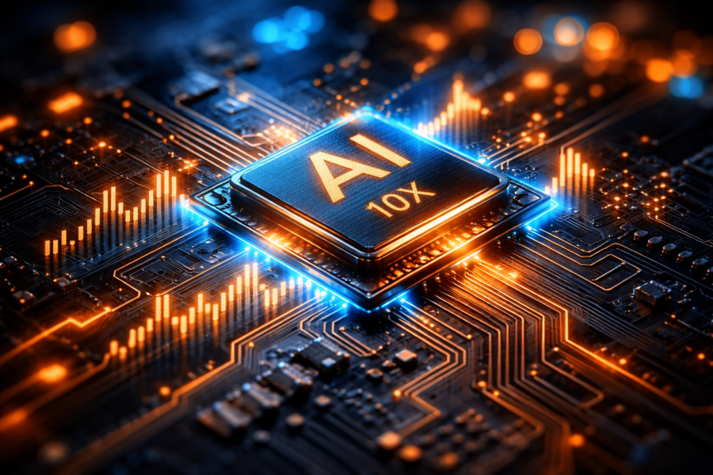 AI semiconductor chip with 10X growth potential glowing on motherboard - Micron Technology and Taiwan Semiconductor among top multibagger stocks for 2030