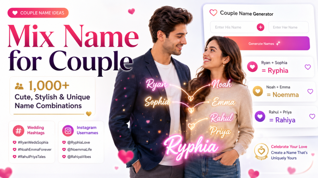 Mix Name for Couple Generator with stylish couple name combinations for Instagram, weddings, and husband wife names