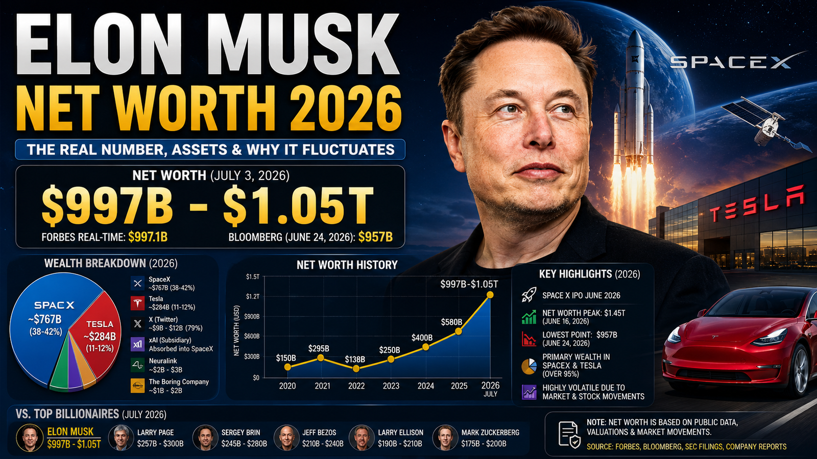 Elon Musk Net Worth Forbes Bloomberg June 2026